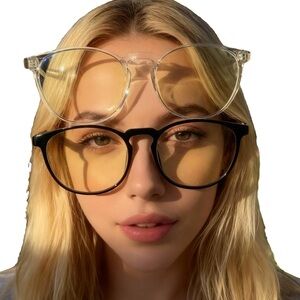 NIB FEIYOLD (2)Blue Light Blocking Glasses Women/Men,Retro Round Anti Eyestrain